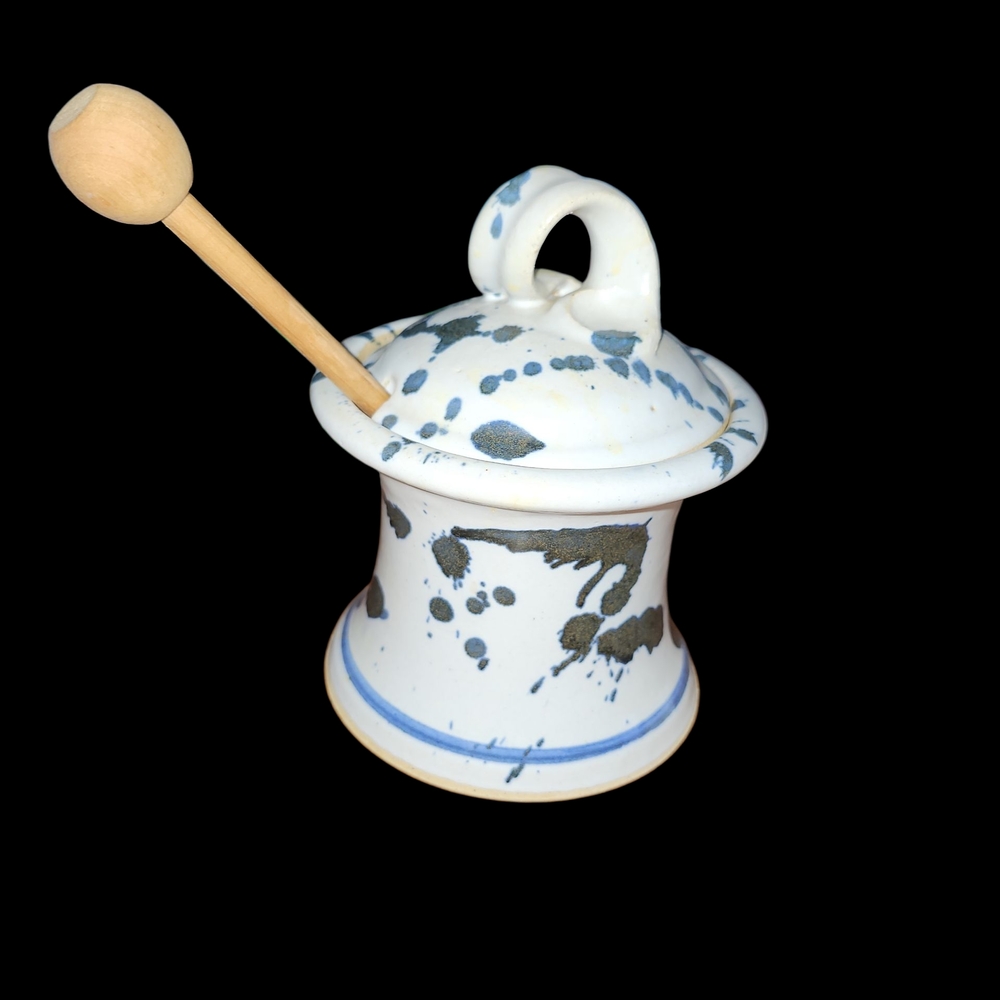 Ceramic Honey Pot with Lid and Spoon